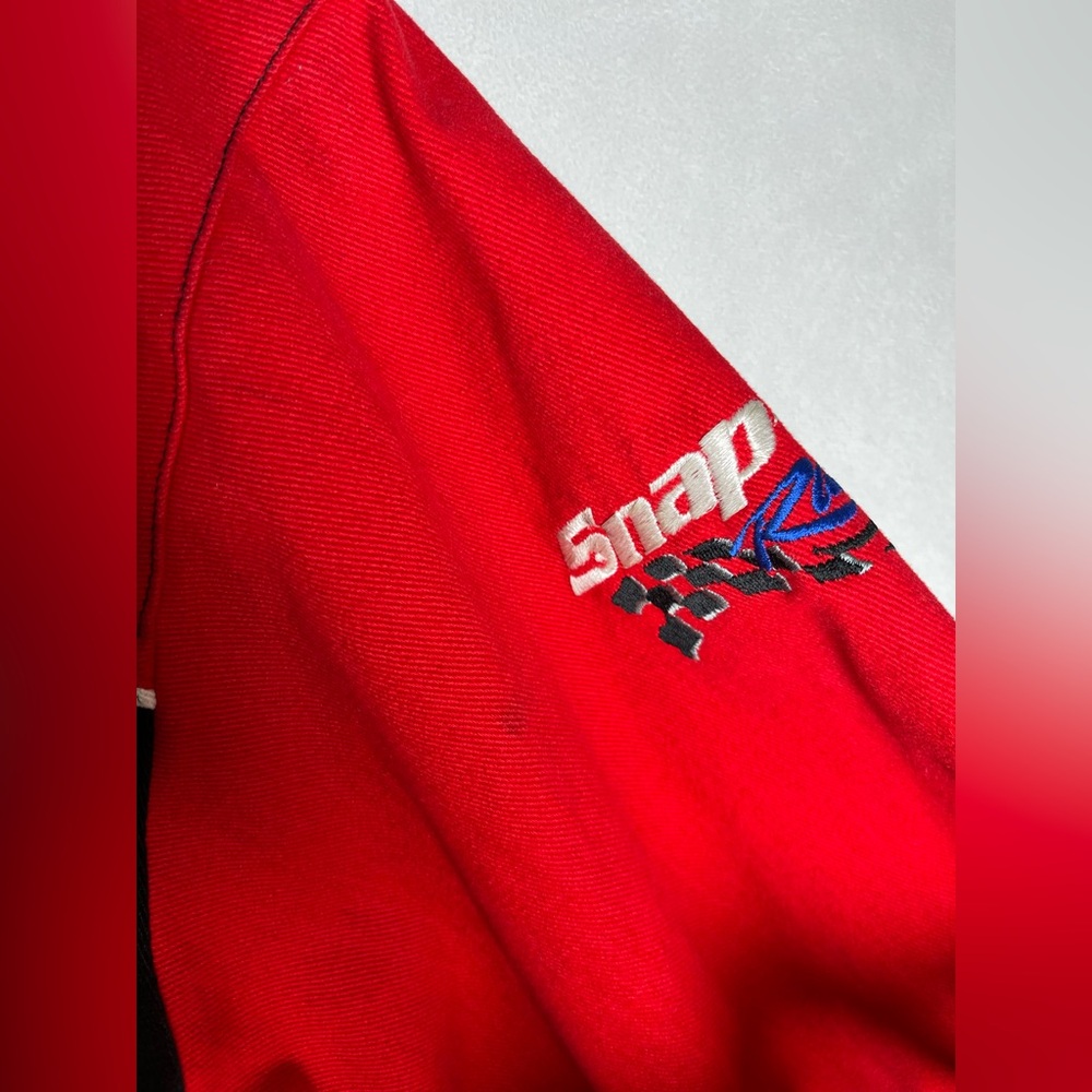 Vintage Snap-On Racing Men’s XL twill jacket embroidered red blk mechanic Y2K - Picture 7 of 16